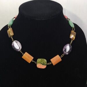 Boho Chunky , Various Shapes Sizes Beaded Necklace In‎ Vibrant Colors